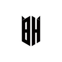 bh logo monogram met schild vorm ontwerpen sjabloon vector