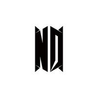 nq logo monogram met schild vorm ontwerpen sjabloon vector