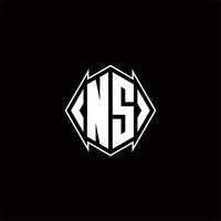 NS logo monogram met schild vorm ontwerpen sjabloon vector