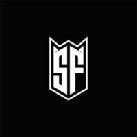 sf logo monogram met schild vorm ontwerpen sjabloon vector