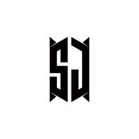 sj logo monogram met schild vorm ontwerpen sjabloon vector