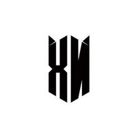 xn logo monogram met schild vorm ontwerpen sjabloon vector