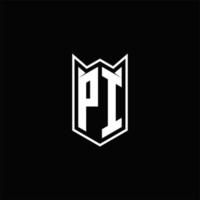 pi logo monogram met schild vorm ontwerpen sjabloon vector