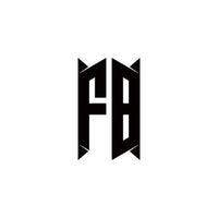 fb logo monogram met schild vorm ontwerpen sjabloon vector