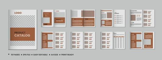 16 Pagina's Product catalogus, bedrijf profiel, voorstel, portefeuille, tijdschrift, jaar- rapport, a4 grootte sjabloon ontwerp vector