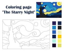 kleur bladzijde de sterrenhemel nacht gebaseerd Aan vincent busje goden schilderij vector