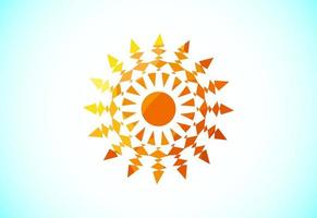 abstract veelhoekige zon logo ontwerp, zonne- zonnestraal icoon. meetkundig driehoek vormen vector