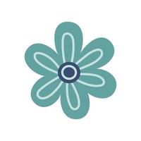 vector illustratie van gemakkelijk abstract bloem. blauw bloem in vlak ontwerp. bloesem bloem in aquamarijn kleur. voorjaar botanisch illustratie. Scandinavisch clip art.