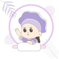 schattig chibi chef karakter vector