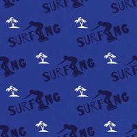 surfer en kokosnoot boom naadloos patroon met donker blauw grunge achtergrond 01 vector