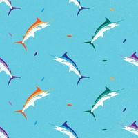 kleurrijk marlijn vis naadloos patroon met grunge achtergrond vector