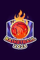 vrij vector basketbal logo met brand. modern logo voor basketbal team.