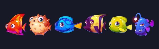 schattig tekenfilm vis geïsoleerd onderwater- tekens vector