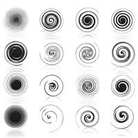 reeks van pictogrammen van zwart spiralen. een vector illustratie