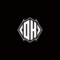 dh logo monogram met schild vorm ontwerpen sjabloon vector