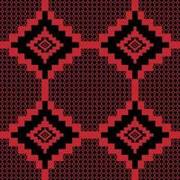 naadloos kleding stof meetkundig patroon in rood Aan een zwart achtergrond. vector