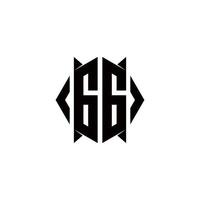 gg logo monogram met schild vorm ontwerpen sjabloon vector