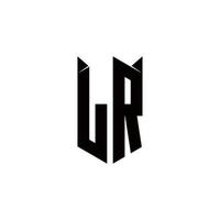 lr logo monogram met schild vorm ontwerpen sjabloon vector