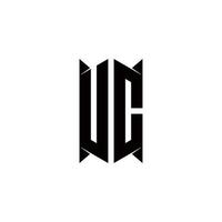 uc logo monogram met schild vorm ontwerpen sjabloon vector