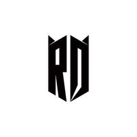rq logo monogram met schild vorm ontwerpen sjabloon vector