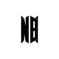 nb logo monogram met schild vorm ontwerpen sjabloon vector