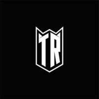 tr logo monogram met schild vorm ontwerpen sjabloon vector