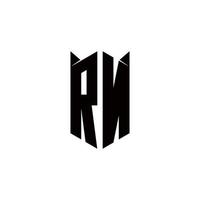 rn logo monogram met schild vorm ontwerpen sjabloon vector