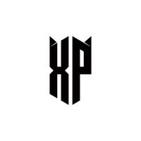 xp logo monogram met schild vorm ontwerpen sjabloon vector
