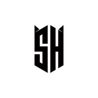 sh logo monogram met schild vorm ontwerpen sjabloon vector