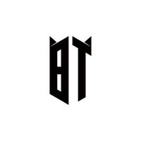 bt logo monogram met schild vorm ontwerpen sjabloon vector