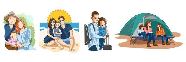 familie reis vector reeks verzameling grafisch clip art ontwerp