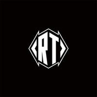 rt logo monogram met schild vorm ontwerpen sjabloon vector