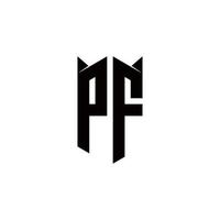 pf logo monogram met schild vorm ontwerpen sjabloon vector