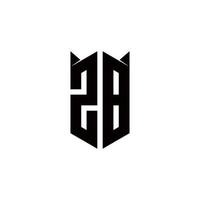 zb logo monogram met schild vorm ontwerpen sjabloon vector