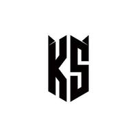 ks logo monogram met schild vorm ontwerpen sjabloon vector