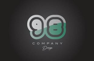 98 groen grijs aantal logo icoon ontwerp. creatief sjabloon voor bedrijf en bedrijf vector