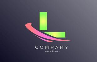 groen roze l alfabet brief logo icoon met zucht. creatief sjabloon ontwerp voor bedrijf en bedrijf vector