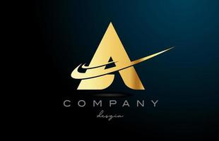 een alfabet brief logo met dubbele swoosh in goud gouden kleur. zakelijke creatief sjabloon ontwerp voor bedrijf vector