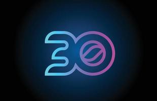 roze lijn 30 aantal logo icoon ontwerp. creatief sjabloon voor bedrijf en bedrijf vector