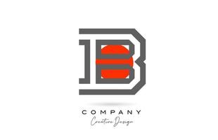 grijs lijn b alfabet brief logo icoon ontwerp met rood punt. creatief sjabloon voor bedrijf en bedrijf vector