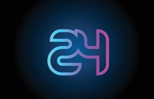roze lijn 24 aantal logo icoon ontwerp. creatief sjabloon voor bedrijf en bedrijf vector