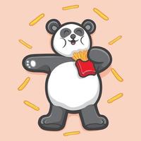 schattige panda houden frietjes dierlijke illustratie vector