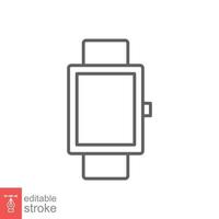 slim kijk maar lijn icoon. gemakkelijk schets stijl. draagbaar, digitaal klok, SmartWatch technologie concept. vector illustratie geïsoleerd Aan wit achtergrond. bewerkbare beroerte eps 10.