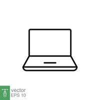 laptop lijn icoon. lineair symbool met dun schets. notitieboekje, computer, pc, bureaublad, portable apparaat concept. vector illustratie geïsoleerd Aan wit achtergrond. eps 10.