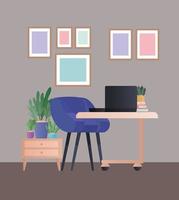 blauwe banken met planten in woonkamer vector design