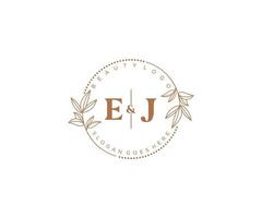 eerste ej brieven mooi bloemen vrouwelijk bewerkbare premade monoline logo geschikt voor spa salon huid haar- schoonheid winkel en kunstmatig bedrijf. vector