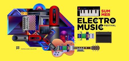 elektronische muziekfestival poster en banner ontwerp vector