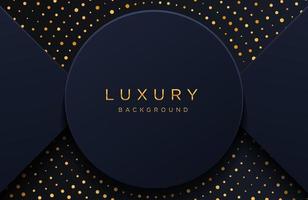 luxe elegante achtergrond met glanzend goud gestippeld patroon geïsoleerd op zwart. abstracte realistische papercut achtergrond. elegante voorbladsjabloon vector
