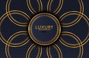 luxe elegante achtergrond met glanzend gouden cirkelelement en stippendeeltje op donker zwart metalen oppervlak. lay-out van de bedrijfspresentatie vector