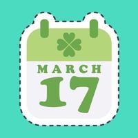 sticker lijn besnoeiing st patricks dag kalender. st. Patrick dag viering elementen. mooi zo voor afdrukken, affiches, logo, partij decoratie, groet kaart, enz. vector